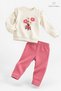 Baby Girl Floral Embroidered 2-Piece Set with Ruffle Detail, Seasonal Baby Set - 4