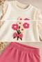 Baby Girl Floral Embroidered 2-Piece Set with Ruffle Detail, Seasonal Baby Set - 6
