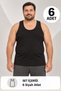 Large Size Cotton Men's Undershirt 6 Pack - Black