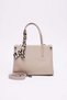 Women's Faux Leather Textured Bag with Scarf Detail - 5