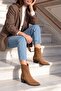 Women's Pointed-Toe Cowboy Western Boots with Seam Detail Vildo Tan Suede - 3