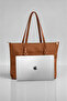Women's Tan Lined Hand and Shoulder Bag - 2