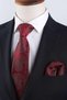 Claret Red Paisley Pattern Classic Tie with Handkerchief Kk13124
