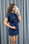 Navy Blue Drop Belted Denim Vest