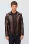 Men's Comfortable Fit Zippered Classic Collar Leather Coat