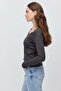 Women's Lace Detailed V-Neck Ribbed Long Sleeve Blouse - 3