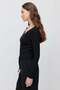 Women's Lace Detailed V-Neck Ribbed Long Sleeve Blouse - 3