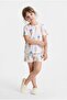 Girl's Printed Short Sleeve Pajama Set with Shorts - 3