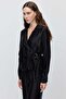 Women's Metal Buckle V-Neck Blouse - 2