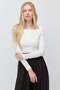 Women's Square Neck Ribbed Long Sleeve Blouse - 2