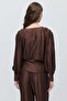 Women's V-Neck Buttoned Textured Blouse - 5