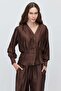 Women's V-Neck Buttoned Textured Blouse - 2