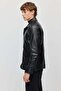 Men's Genuine Leather Coat with Pocket Detail - 3