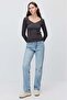Women's Lace Detailed V-Neck Ribbed Long Sleeve Blouse - 4