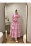Hijab Stripe Detailed Layered Dress Light Pink - 2