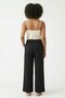 Black Elastic Waist Comfortable Cut Wide Leg Double Leg Detailed Pocketed Trousers - 3