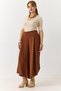 Brown Textured Fabric Slit-Cuff Detailed Loose-Fit Casual Trousers - 2