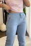 Blue Three-Thread Fabric Comfortable Fit Sweatpants Style Trousers with Elastic Waist and Lace-Up Detail - 4