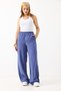 Petrol Blue Tencel Fabric Elastic Waist Loose Fit Comfortable Fit Daily Use Trousers