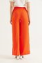 Orange Cotton Fabric High Waist Straight Cut Pants with Side Stripes and Slit Detail at the Hem - 5
