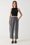 Gray Flexible Textured Elastic Waist Comfortable Cut Wide Leg Lace-Up Detailed Loose Trousers