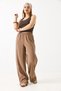 Brown Tencel Fabric Elastic Waist Loose Fit Comfortable Fit Daily Use Trousers - 2