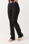 Black Stretchy Textured High Waist Flared Pants with Stone Detail - 5