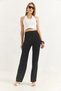 Black Glittery Textured High-Waisted Comfortable Cut Pants with Draped Fit, Suitable for Daily Use