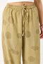 Green Textured Fabric, Elastic Waist, Loose Cut, Floral Patterned Casual Trousers - 5