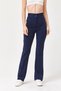 Navy Blue Crepe Fabric High Waist Button Detailed Flared Leg Trousers - 5
