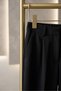 Black Comfortable Woven Trousers with Elastic Waist, Side Zipper, Relaxed Cut and Pockets - 2