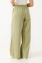 Green Linen Look Loose Cut Stone Embroidered Trousers with Elastic Waist and Adjustable Detailing - 5