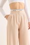 Mink Woven Fabric High Waist Wide Leg Belted Palazzo Form Trousers - 4