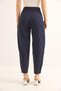 Navy Blue Striped Carrot Model Double Button Palazzo High Waist Detailed Woven Fabric Trousers - 4