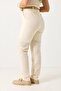 Beige Linen Fabric High Waist Comfortable Cut Casual Trousers with Belt and Half Lining - 6