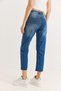 Blue Cotton Woven High Waist Mom Cut Comfortable Form Jeans with Pockets and Zipper - 5