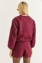 Burgundy Woven Fabric Long Sleeve Relaxed Fit Front Zipper Bomber Jacket with Side Pockets - 7