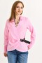 Pink Woven Fabric Shirt with Collar, Long Sleeves, Cuff Detail, Belt Detail, Double-Breasted Look, Form-Fitting Shirt - 3