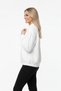 White Three-Threaded, Stretchy, Textured, Elastic Waist, Zipper Detailed, Comfortable Fit Cardigan - 3