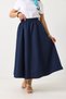 Navy Blue Parachute Fabric Skirt with Elastic Waist, Adjustable Detail, Comfortable Cut, Unlined - 3