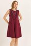 Burgundy Stretchy Knitted Fabric Crew Neck Sleeveless Mini Dress with Front Stitching Detail