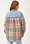 Mink Denim Quilted Fabric Shirt Collar Buttoned Front Pocket Relaxed Fit Patterned Jacket - 5