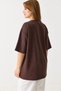 Brown Knitted Fabric Crew Neck Drop Shoulder Oversize Stone Detailed Short Sleeve T-Shirt - 4