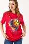 Red Cotton Textured Crew Neck Short Sleeve Basketball Graphic Printed Casual T-Shirt - 3