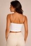 White Stretchy Textured Thin Strap Square Neck Slim Fit Basic Casual Crop Blouse - 2