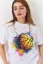 White Cotton Textured Crew Neck Short Sleeve Comfortable Fit Basketball Graphic Printed T-Shirt - 4