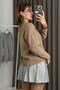 Mink Thin Knitwear V-Neck Long Sleeve Comfortable Fit Ribbed Detail Soft Textured Knitted Sweater - 2