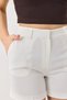 White Linen-Look High-Waisted Comfortable Cut Shorts with Side Pockets That Allow for Comfortable Movement - 4