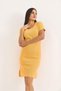 Yellow Camisole Fabric Crew Neck Short Sleeve Midi Dress with Slit Detail on the Sides - 4