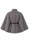 Women's Oversize Comfortable Fit Belted Stand Collar Buttoned Belted Poncho - 3